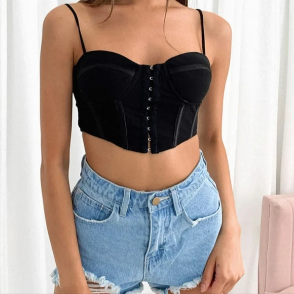 THATSSOFETCH Fallon Bustier Crop in Blush Pink, Mesh Overlay, Padded Cups, EUC! - Picture 2 of 9